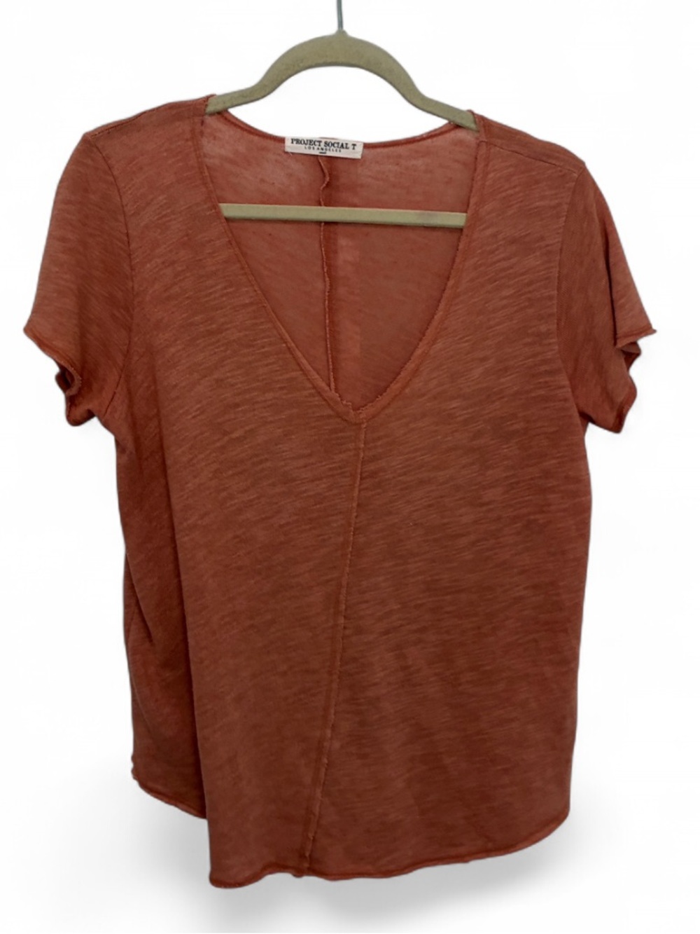 Project Social T V-Neck Orange Short Sleeve Tee Shirt